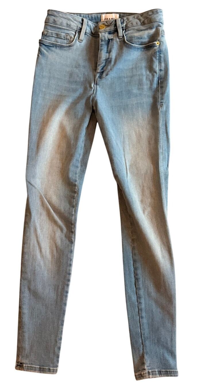 Frame Le One Skinny Jeans Caspio Blue Stretch Denim Size 1